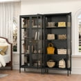 thumbnail image 4 of Polup 66"H Black Glass Cabinet with 4 Adjustable Shelves Metal Dispay Curio Cabinet, 4 of 7