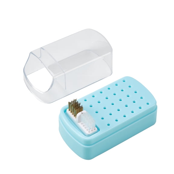 2 in 1 Nail Drill Bit Holder and Nail Drill Bits Cleaner Brush Case, 30 Holes Nail Drill Bits Organizer Display Stand Container Box, Manicure Drill Cleaning Brush, Professional Nail Tools