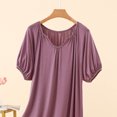 thumbnail image 6 of Asxite Womens Pajamas Solid Short Sleeve Round Neck Ruffle Hem Loose Breathable Nightgown, 6 of 6