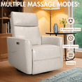 thumbnail image 5 of Legooin Power Recliner Chair with Heat and Massage Home Easy Chair Faux Leather Single Sofa with USB Port, 270° Swivel and 135° Recline, White, 5 of 9