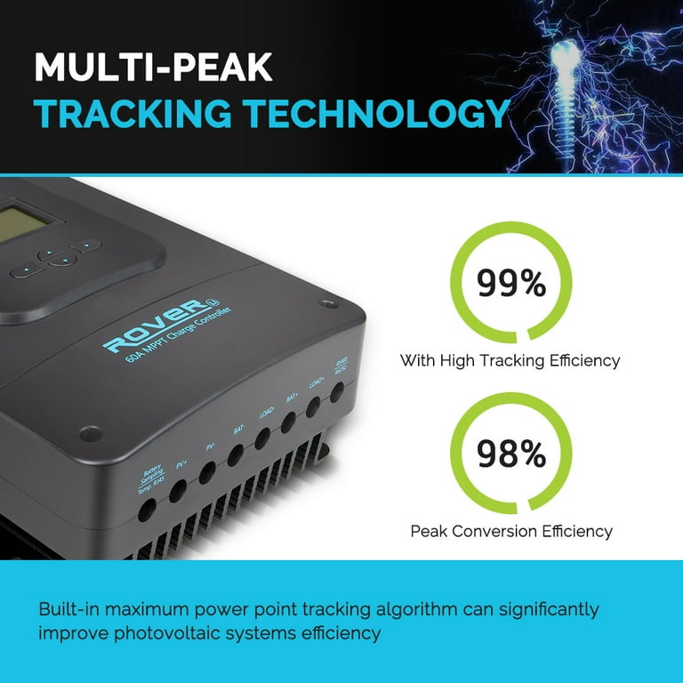 Renogy Rover 60 Amp MPPT Solar Charge Controller, Auto Adjustable