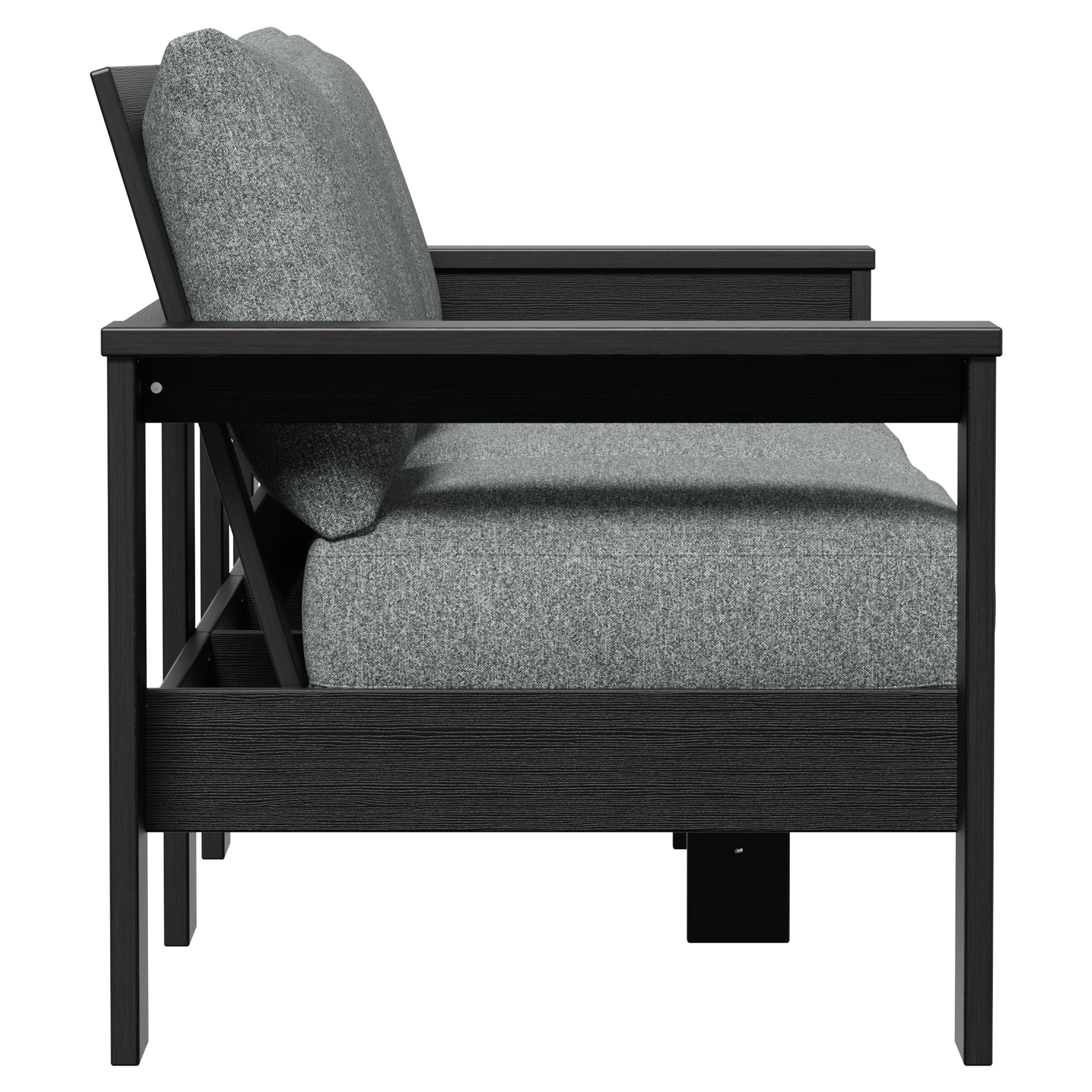 Better Homes & Gardens Ezra Outdoor Sofa, Black Frame with Gray Cushions