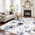 thumbnail image 2 of 8'x10' Area Rugs, Blue Grey Spring Floral Indoor Outdoor Area Rug for Living Room Bedroom, Summer Botanical Elegant Washable Bathroom Rugs Kitchen Floor Carpet Mats Home Decor Aesthetic, 2 of 8