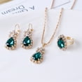 thumbnail image 2 of Ayyufe Pack Of 3 Women Water Drop Bright Alloy Rhinestone Pendant Necklace Earrings Ring Set for Valentine Day, 2 of 7