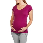 Angle View: Maternity Short Sleeve Vneck Tee--Available in Plus Size