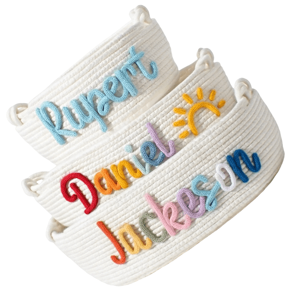 3 Pcs White Cotton Rope Baskets, Soft Natural Cotton Rope Storage Bin with Oval Base, Storage Basket, Home Decor
