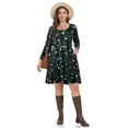 thumbnail image 2 of VEPKUL Casual Plus Size Dresses 3/4 Sleeve Loose Fits Dress Crew Neck Flowy Swing with Pockets Flower95_3X, 2 of 8