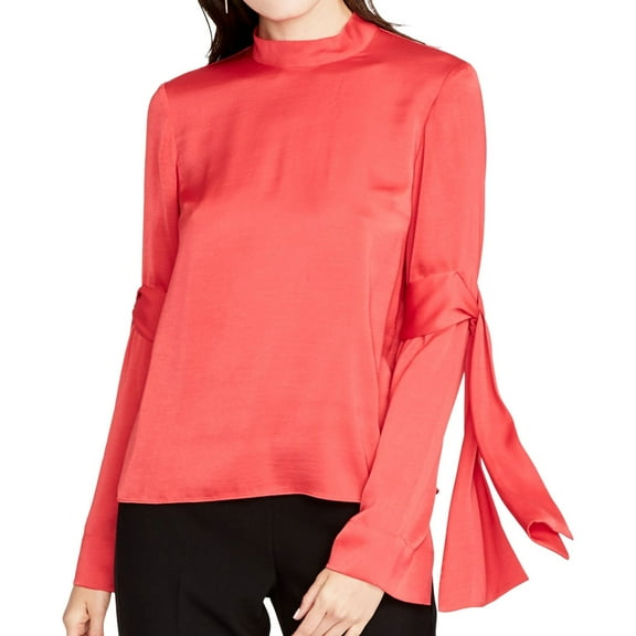 Rachel Roy Womens Tie Sleeves Knit Blouse, Red, 14