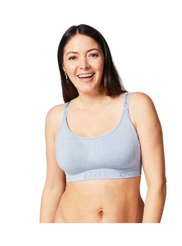Cake Maternity Cotton Candy Wirefree Nursing Bra for Breastfeeding, Seamless Maternity Sleep Bra, Heather Blue, X-Large