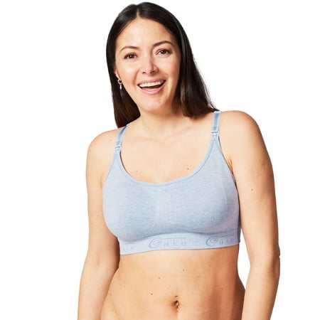 Cake Maternity Cotton Candy Wirefree Nursing Bra for Breastfeeding, Seamless Maternity Sleep Bra, Heather Blue, Small