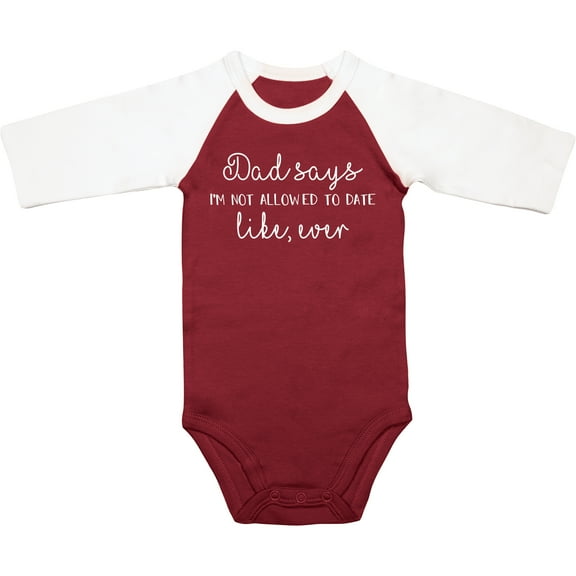Not Allowed - 6-12 Months 3/4 Length Sleeve Maroon Onesie