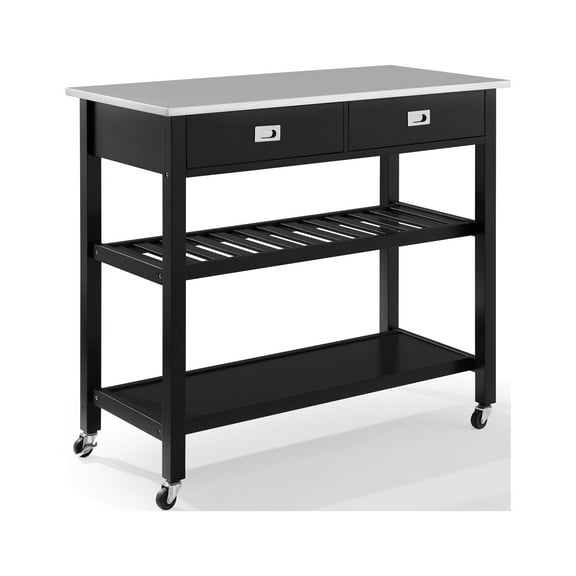 Crosley Furniture Chloe Stainless Steel Top Kitchen Island/Cart Black/Stainless Steel