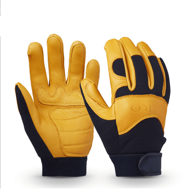 Guantes cálidos Guantes de invierno Medio cuero Guantes de piel de venado Guantes de equitación Guantes de fitness para motocicleta Guantes para deportes al aire libre para motocicleta, Amarillo XL JAMW Sencillez