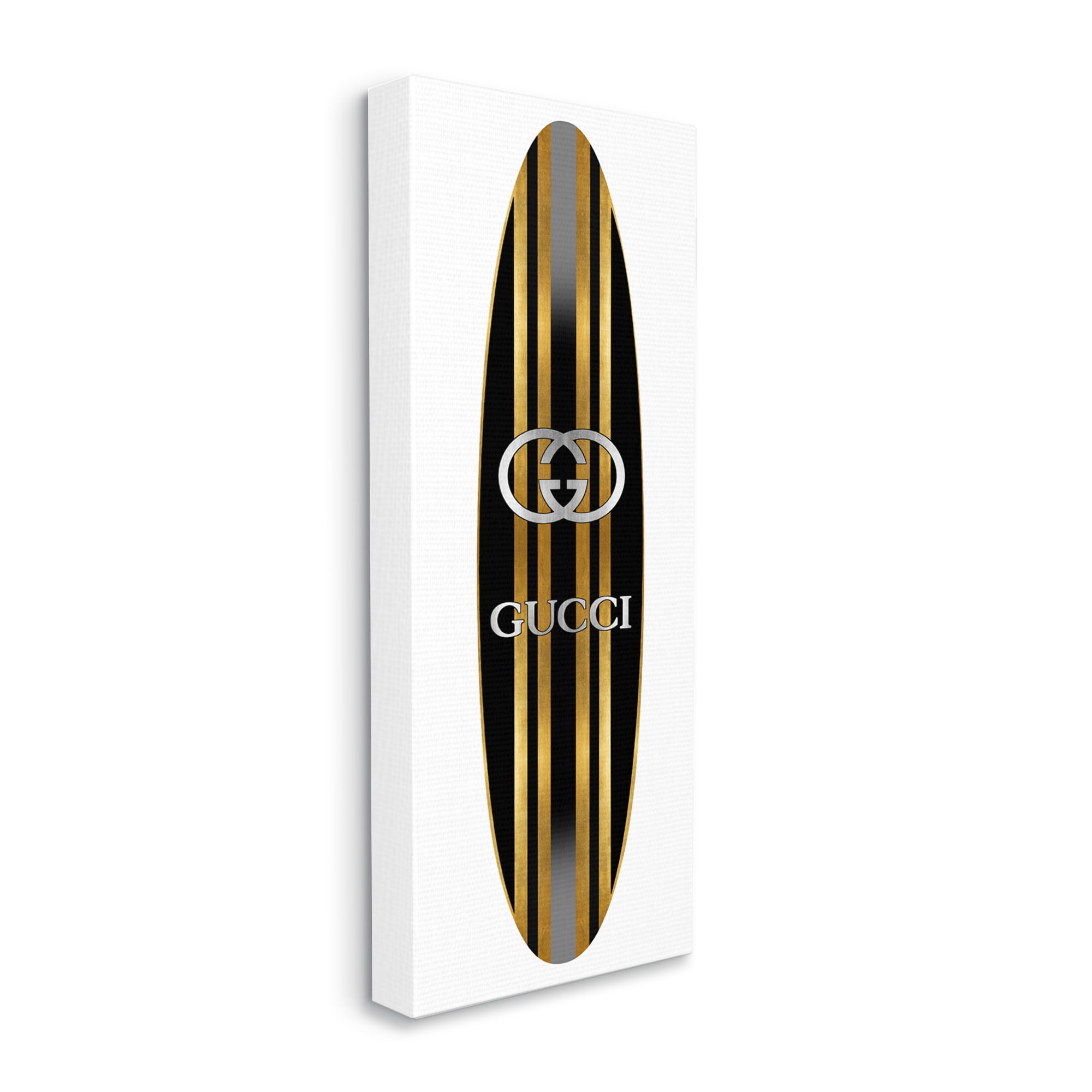 Stupell Sleek Black Stripes Glam Designer Fashion Surfboard Canvas Wall Art, 13 x 30, Design by Madeline Blake