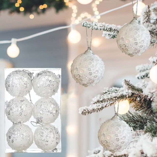 Ganfancp Christmas New Glitter Foam Ball Set Christmas Tree Pendant Decorations Christmas Tree Decoration Ball Window Door Hanging Ornaments Rebajas Hoy Liquidación Bola de Navidad*6