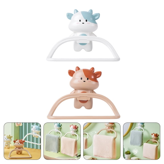 OUNONA 2 PCS Bath Towel Holder Bathroom Shelf Towel Rack Child 15x10cm