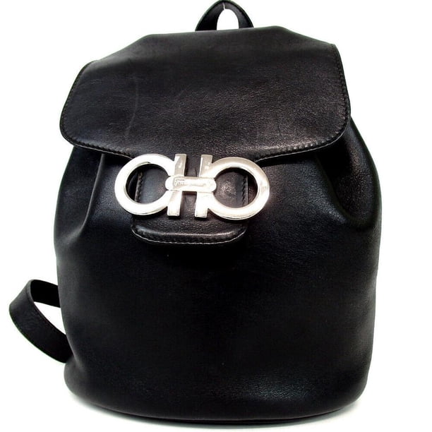 Salvatore Ferragamo Salvatore Ferragamo Gancini Logo Mini Backpack Black Leather Bookbag Walmart Com Walmart Com