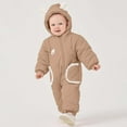 thumbnail image 2 of Goindgs Newborn Baby Fleece Footie Snowsuit Winter Bunting Onesie Cartoon Warm Hooded Romper Jumpsuit Outfits For Girls Boys Z1-Coffee 18-24 M, 2 of 4