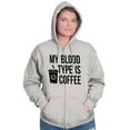 thumbnail image 3 of My Blood Type Coffee Caffeine Addict Zip Hoodie Sweatshirt Women Brisco Brands M, 3 of 6