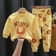 thumbnail image 2 of Vunhao Little Girls Pajama Sets, Long Sleeve Crewneck Thermals and Cute Print Sleepants Cotton Boys and Girls 2Pc on Sale Gold Size 3-4T, 2 of 3