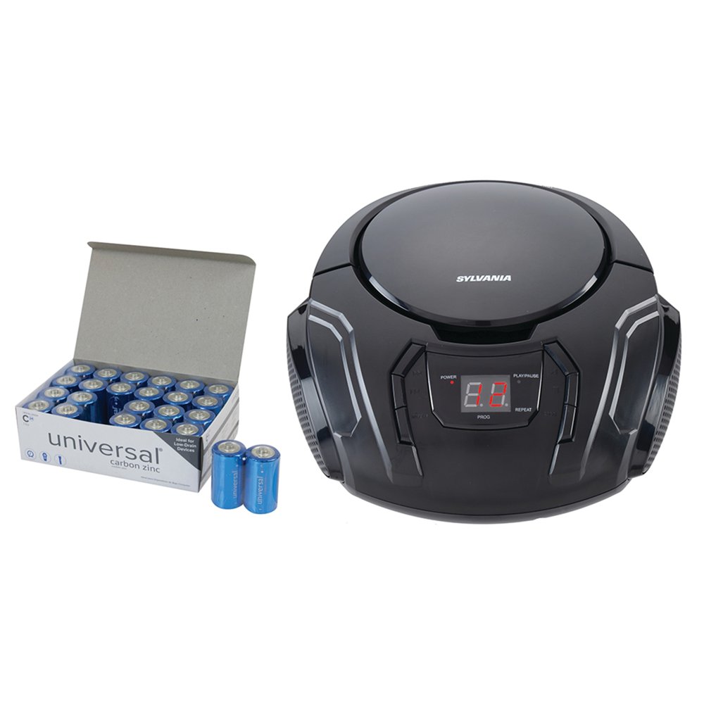 Sylvania SRCD261B Portable CD Player with AM/FM Radio & UPG C 24 PK