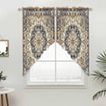 thumbnail image 2 of Swag Valance Curtains for Windows, Boho Southwestern Light Filtering Kitchen Curtains with Rod Pocket, Heritage Antique Country Blue Window Treatment Valances for Living Room, 36x36 - 2 PCS, 2 of 9
