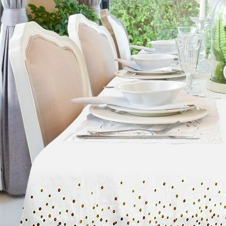 

Gold-knit Disposable Tablecloths | Plastic Tablecloths | White Tablecloths 6pc