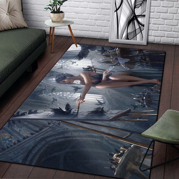 Hermosa alfombra bivariada con pintura de fantasmas para sala de estar, área grande, decoración del hogar bohemia suave negra60x90cm (23x35 pulgadas)60x90cm (23x35 pulgadas) zhangmengya unisex