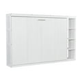 thumbnail image 6 of Euroco Wood Full Murphy Bed,Wall Bed with Shelves Cabinet, Convertibe into Cabinet for Bedroom,White, 6 of 15