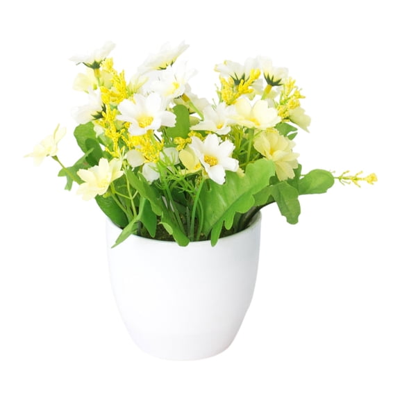 Artificial Potted Flowers in Pot Fake Silk Plant for Home Desktop Decor