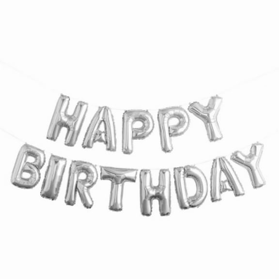"Happy Birthday" Foil Balloon Banner Silver - Spritz"