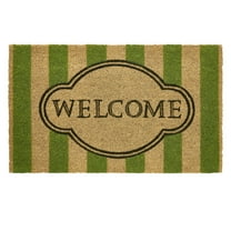 VCNY Home Welcome Green Stripe Coir Outdoor Doormat, 18" x 30"
