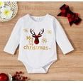 thumbnail image 2 of StylesILove Infant Baby Girls My 1st Christmas Reindeer Long Sleeve Cotton Bodysuit, Plaid Skirt & Headband 3pcs Festive Holiday Outfit (18 Months), 2 of 7