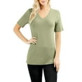 thumbnail image 2 of J. METHOD Women's Short Sleeve V-Neck T Shirts Premium Comfy Basic Daily Hip Length Tops NEWT413 Sage S, 2 of 4