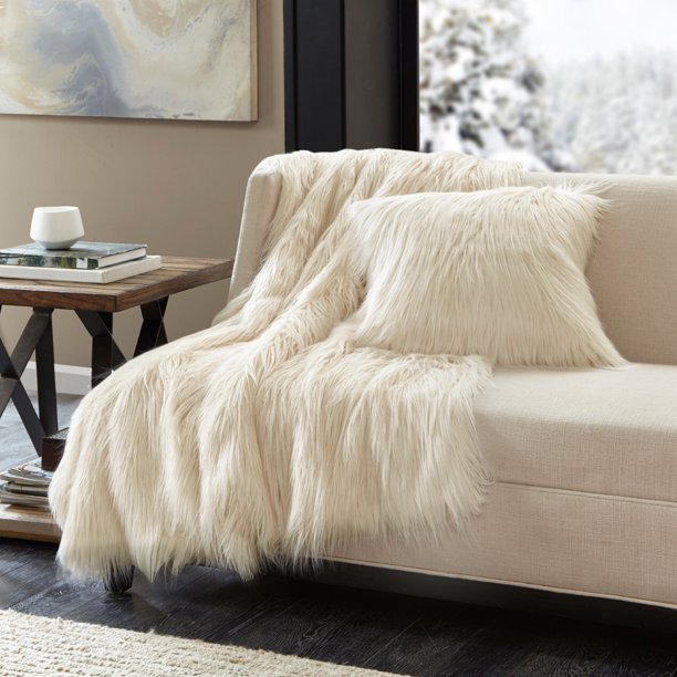 Home Essence Adelaide Luxury Faux Fur Throw to Faux Mink Reverse, 50x60