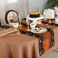 thumbnail image 5 of Halloween Table Runner-Cotton Linen- 120 Inch Holiday Dresser Scarves, Fall Black Orange Ghost Pumpkins Horror Tablerunner for Kitchen Coffee/Dining Bedroom Home Living Room Dinner Scarf Décor 13x120, 5 of 7