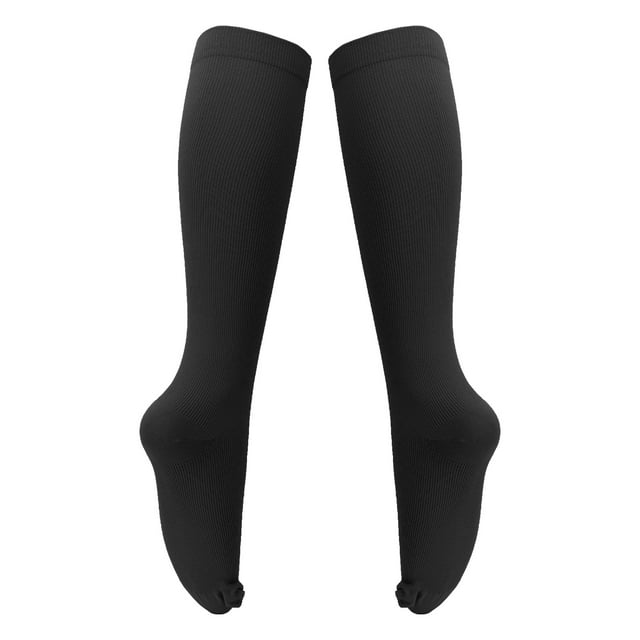 1 Pair 15-20mmHg Closed Toe Zipper, Compression Socks Women Knee High Compression Stockings