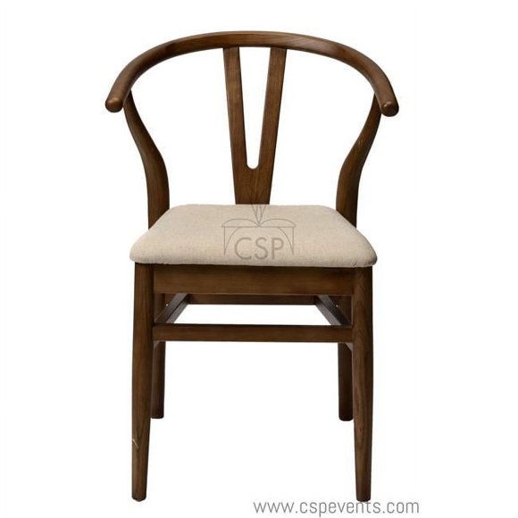 Commercial Seating Products WM-202-MIDCENT-DW Milo Stackable Solid Wood Mid Century Dining Chair with Arm - Dark Walnut - 31.5 in.