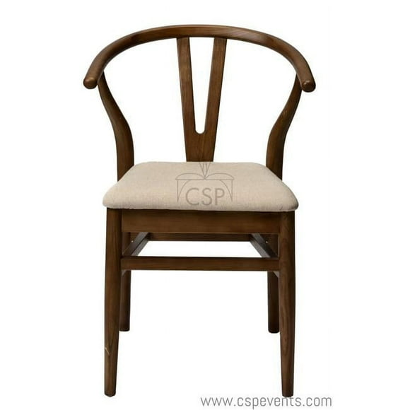 Commercial Seating Products WM-202-MIDCENT-DW Milo Stackable Solid Wood Mid Century Dining Chair with Arm - Dark Walnut - 31.5 in.