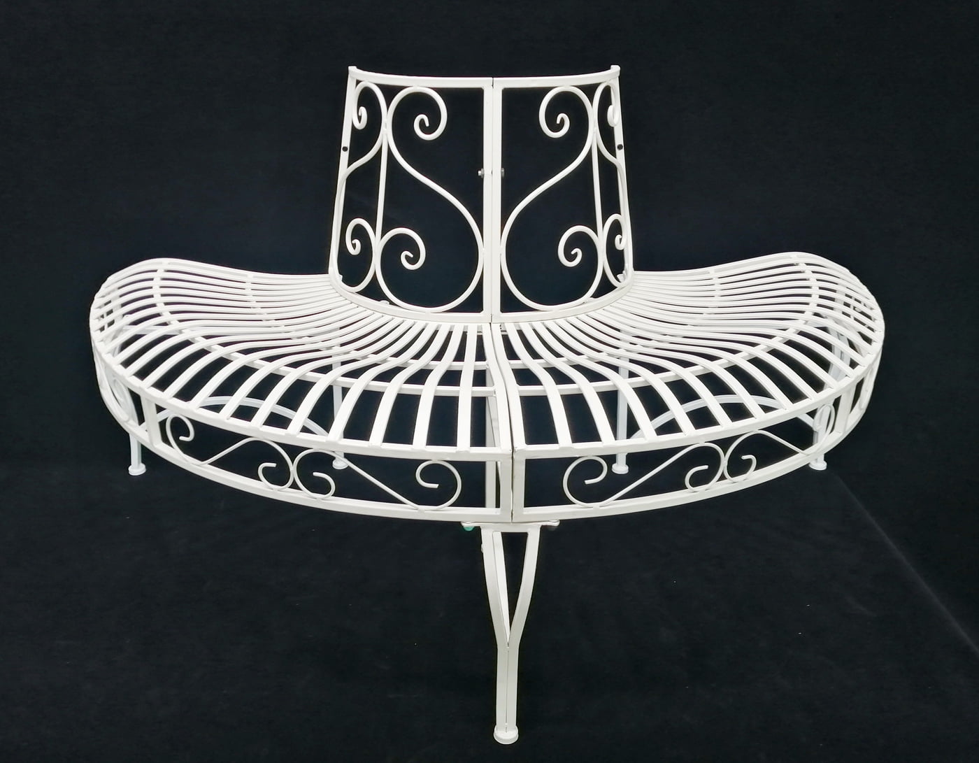 4' Solid White Home Furniture Collections Semi-Circle Tree-Wrap Bench