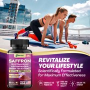Parrox Saffron Supplement with Glucomannan, Ashwagandha, Green Tea Extract, Zeaxanthin & Lutein, Vision Support & Daily Wellness Formula, Extra Strength Plant-Based Capsules, 6 Month Supply (3 Pack)
