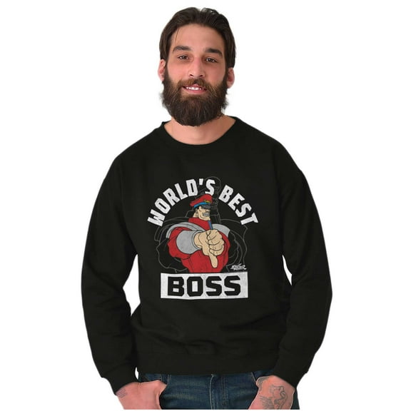 Street Fighter World's Best Boss Sweatshirt for Men or Women Brisco Brands S