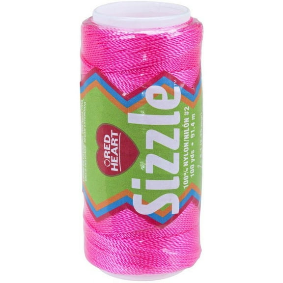 Red Heart Sizzle Thread, Bright Pink, 100 Yd, Nylon