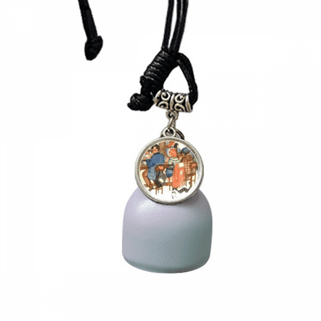 

Miaoji Painting Cat Restaurant Catch Rat Wind Chimes Bell Car Pendant