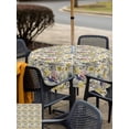 thumbnail image 5 of Outdoor Tablecloths with Umbrella Hole & Zipper, Vintage Flowers 60x60 Inch Square Tablecloths, Spring Yellow Floral Country Leaves Blue Birds Waterproof Table Cloth, Patio/Pool Table Covers, 5 of 8