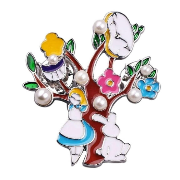 Alice in Wonderland Against Tree 1.75 Inches Tall Enamel Metal Pin