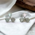 thumbnail image 6 of 925 Sterling Silver Three Leaf clover Earring Mother of Pearl earrings CZ Solitaire Stud Earrings for Women Minimalist Handmade Gift, 6 of 7