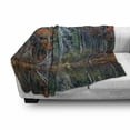 thumbnail image 3 of Leaves Soft Flannel Fleece Throw Blanket, Forest with Tree Reflections over the Lake Rural Forest Charm Scenic Concept, Cozy Plush for Indoor and Outdoor Use, 60" x 80", Brown Red, by Ambesonne, 3 of 6