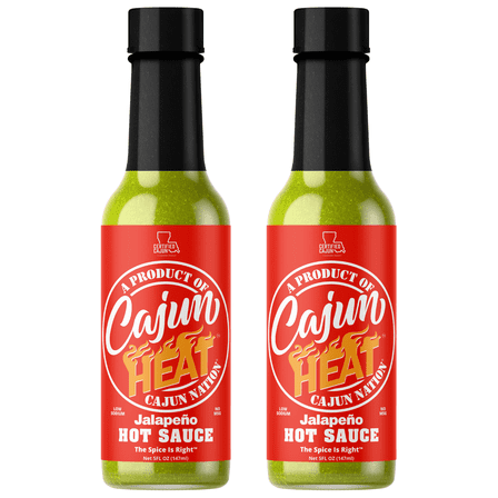 Cajun Nation Jalapeño Hot Sauce, 5 oz – Creamy Green Pepper Cajun Sauce – Low Sodium, No MSG – Louisiana-Style Spicy Condiment