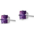 thumbnail image 2 of 14K White Gold 6mm Princess Cut Amethyst Earrings (6 X 6) Made In United States xe62wam, 2 of 5